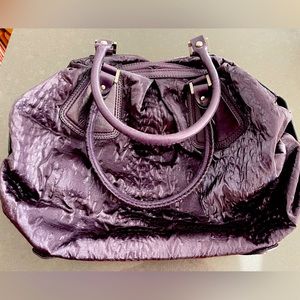 NWOT FRANCESCO BIASIA LEATHER TRIM SATCHEL. Deep Purple! Soft, Supple Materials!